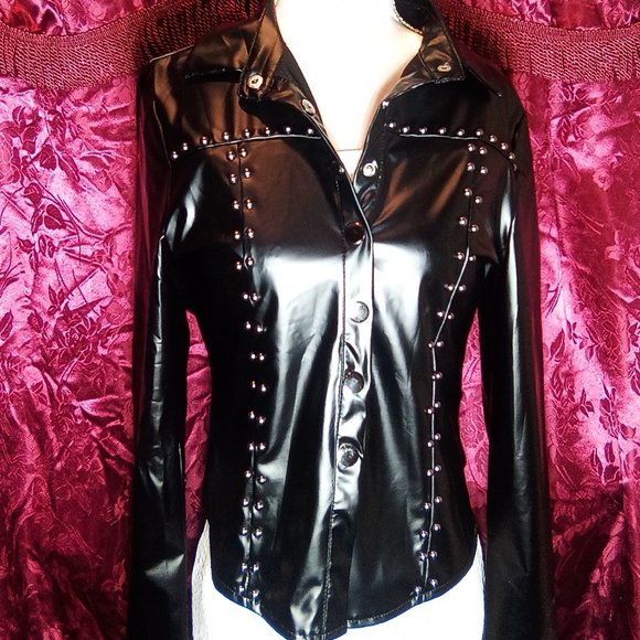 Liquid Leather Look Shirt. bnwt - Picture 13 of 13